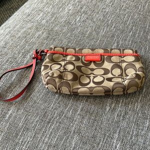 Coach signature wristlet, poppy orange!